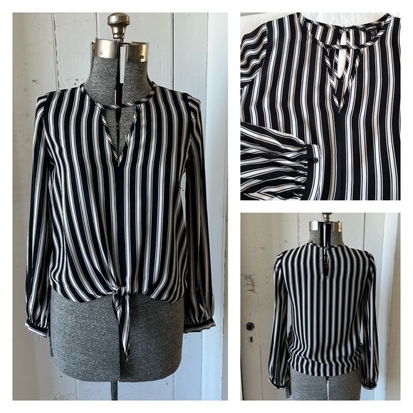 Express Stripe Dress Work Blouse Top Shirt - Picture 1 of 9